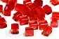 Koraliki szklane kostki czerwone 0,6cm 15szt -KS468